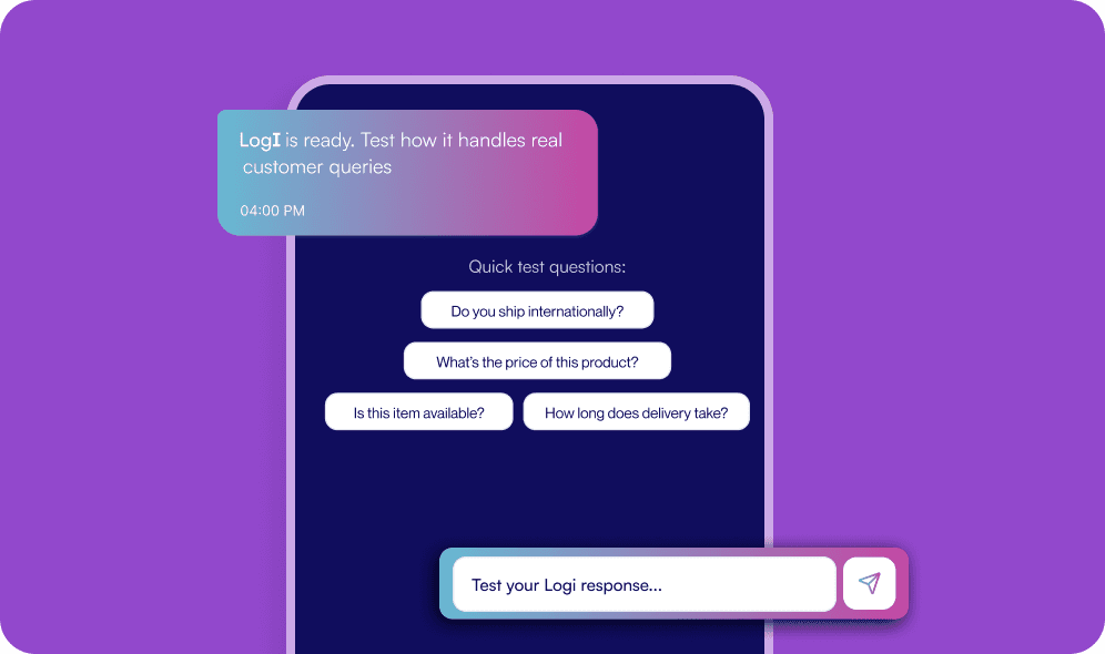 LogI test-question widget for training business responses