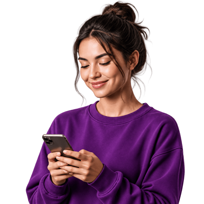Customer replying to an Instagram DM from her phone